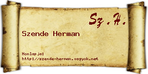 Szende Herman névjegykártya